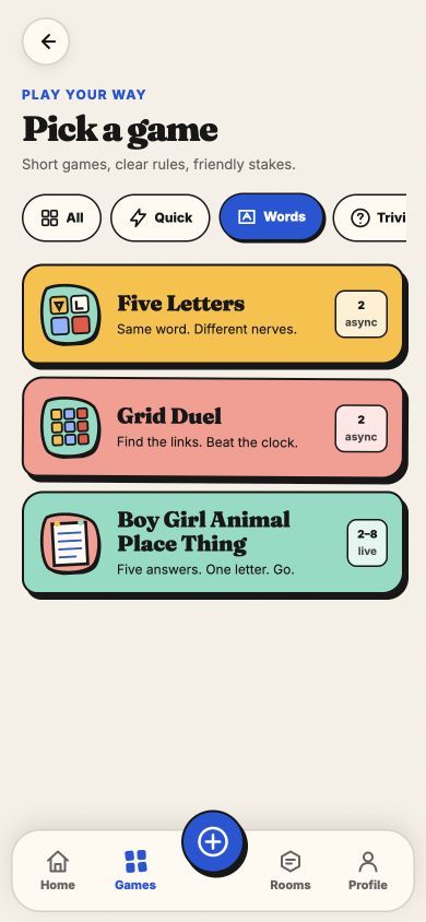 Squad Points word game library
